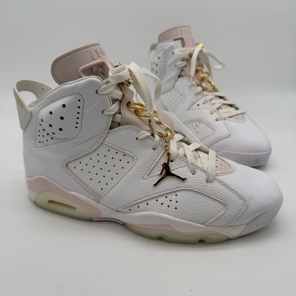 Air Jordan 6 Retro Gold Hoops White/Pink/Gold Size 11.5
